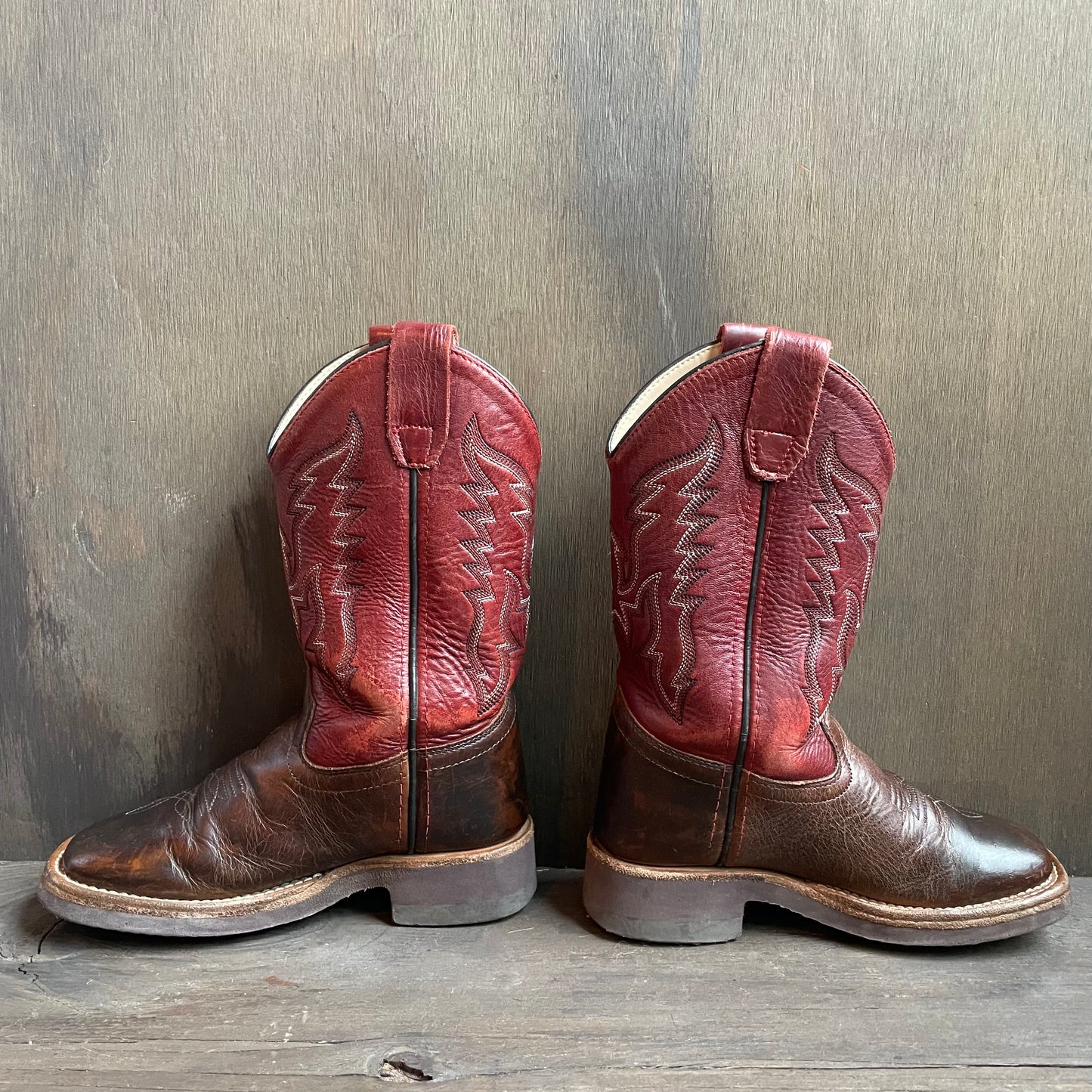 Kids Old West Red and Brown Boots