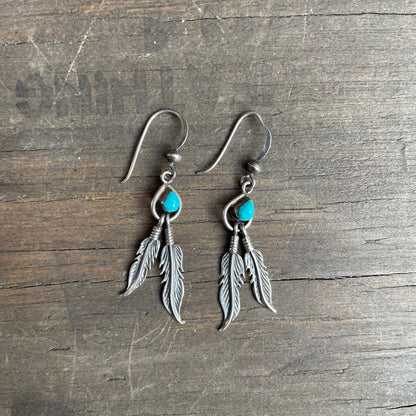 Silver-tone Feather Drop Earrings