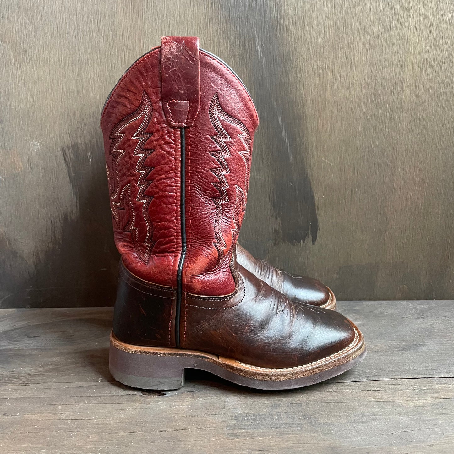 Kids Old West Red and Brown Boots