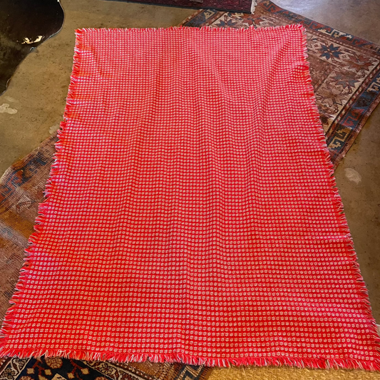 Vintage Red and White Throw Blanket