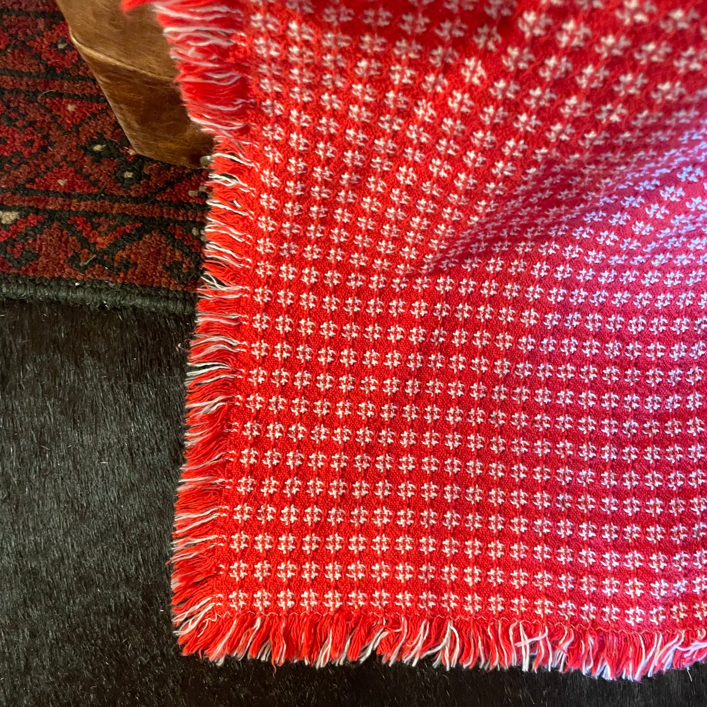 Vintage Red and White Throw Blanket