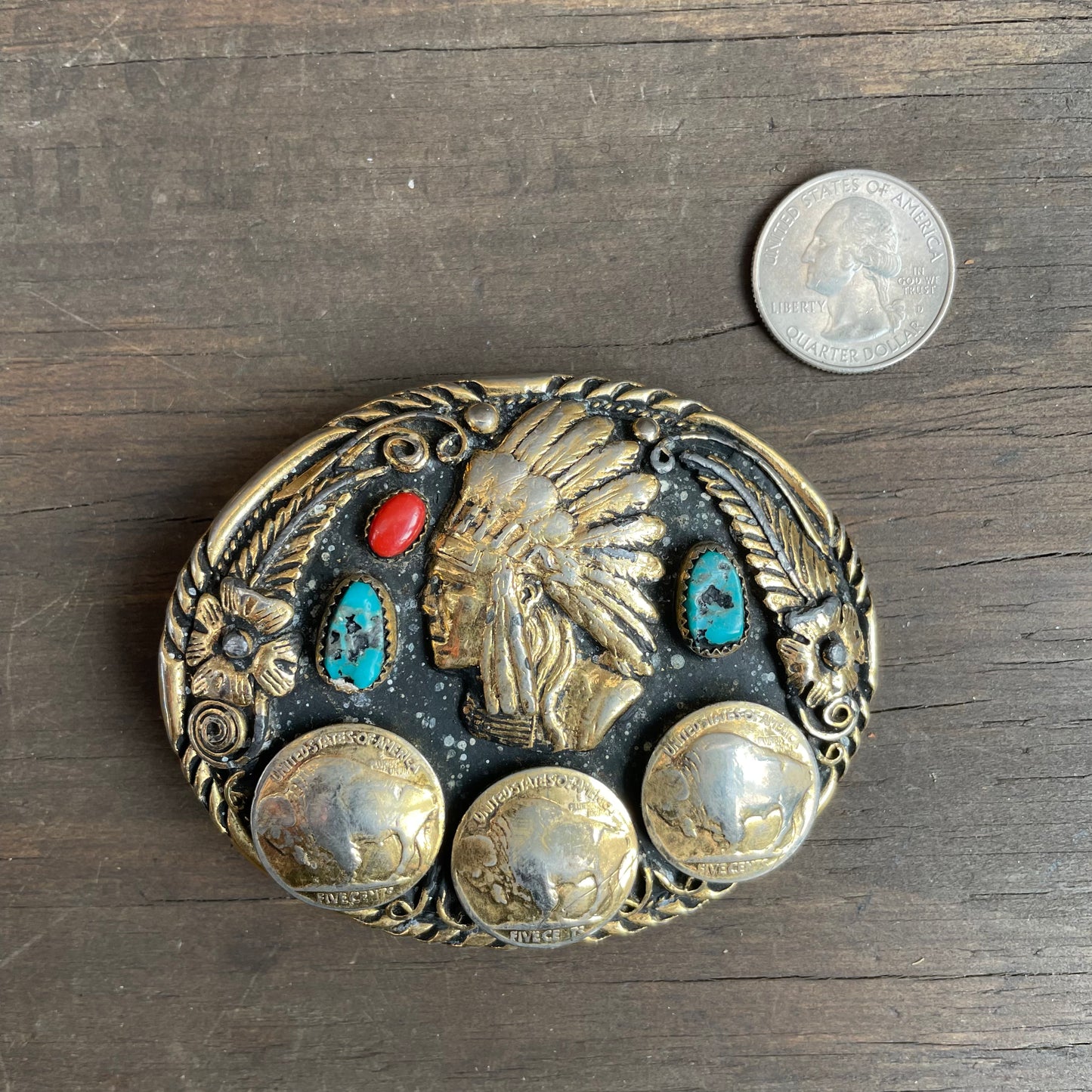 Vintage SSI Native American Belt Buckle