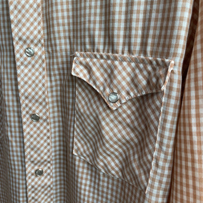 Vintage Tan Gingham Pearl Snap Shirt