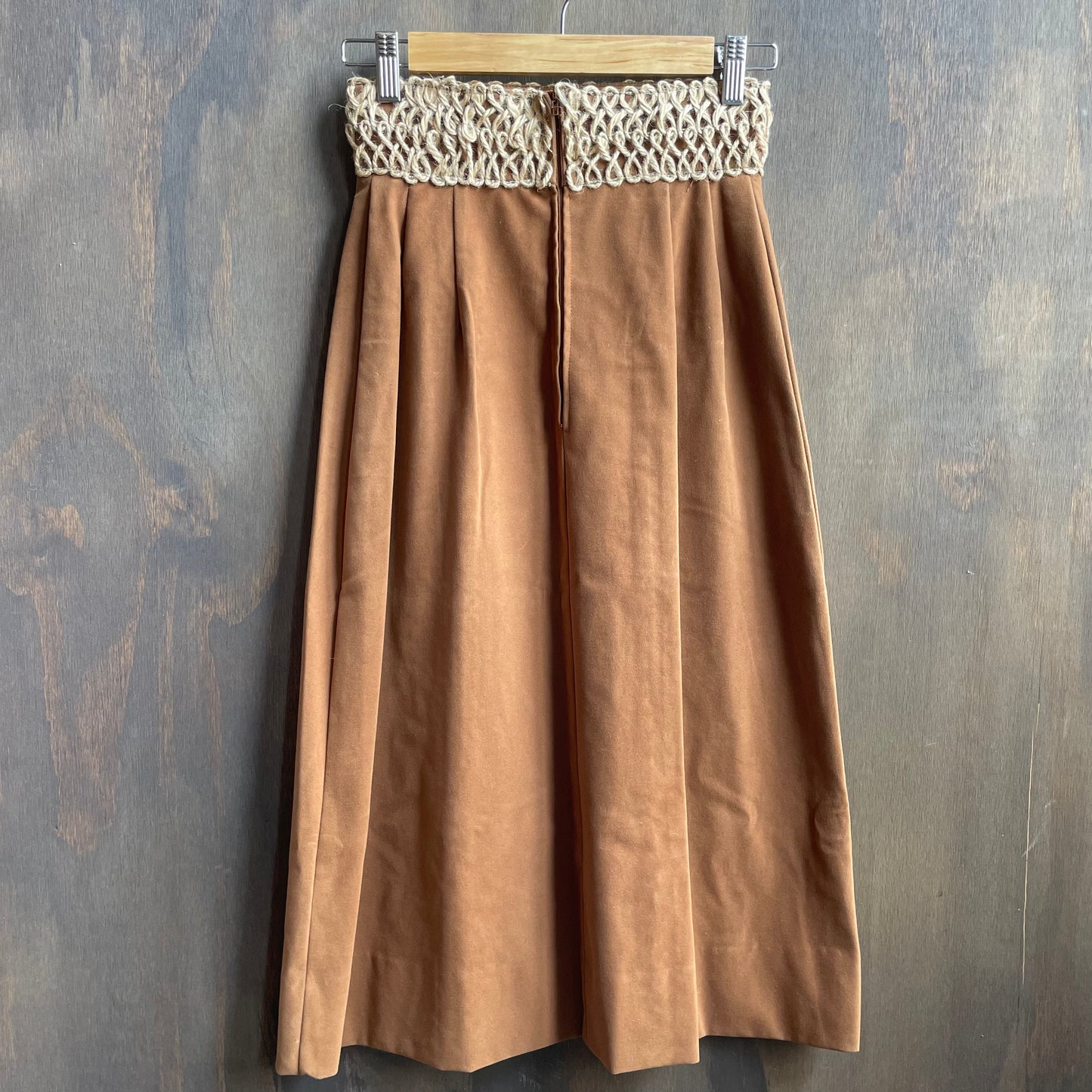 Lang Brown Twine Detail Sheath Skirt