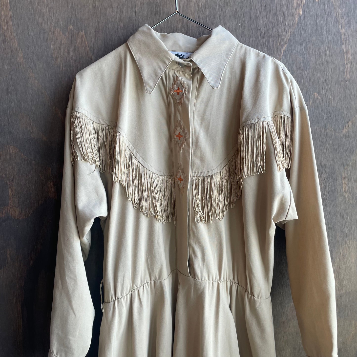 Vintage Khaki Western Fringe Dress