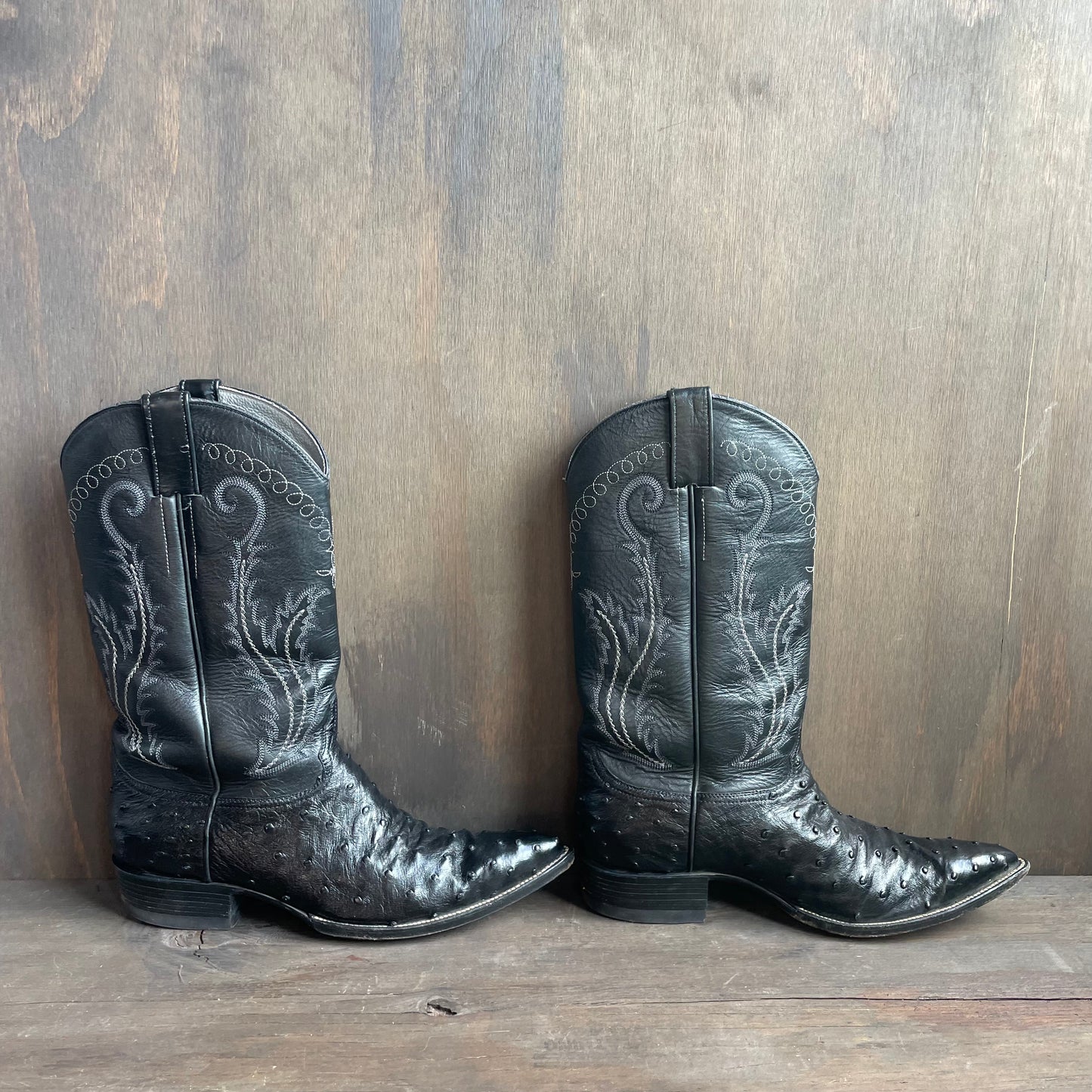 Custom Black Ostrich Leather Boots