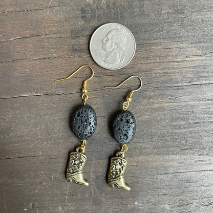 Lava Rock and Boot Drop Earrings