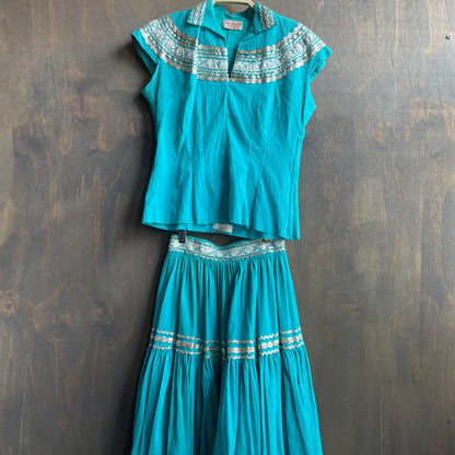 Turquoise and Silver Square Dancing Set