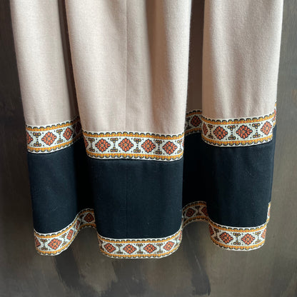 Handmade Tan and Black Skirt with Ribbon Trim