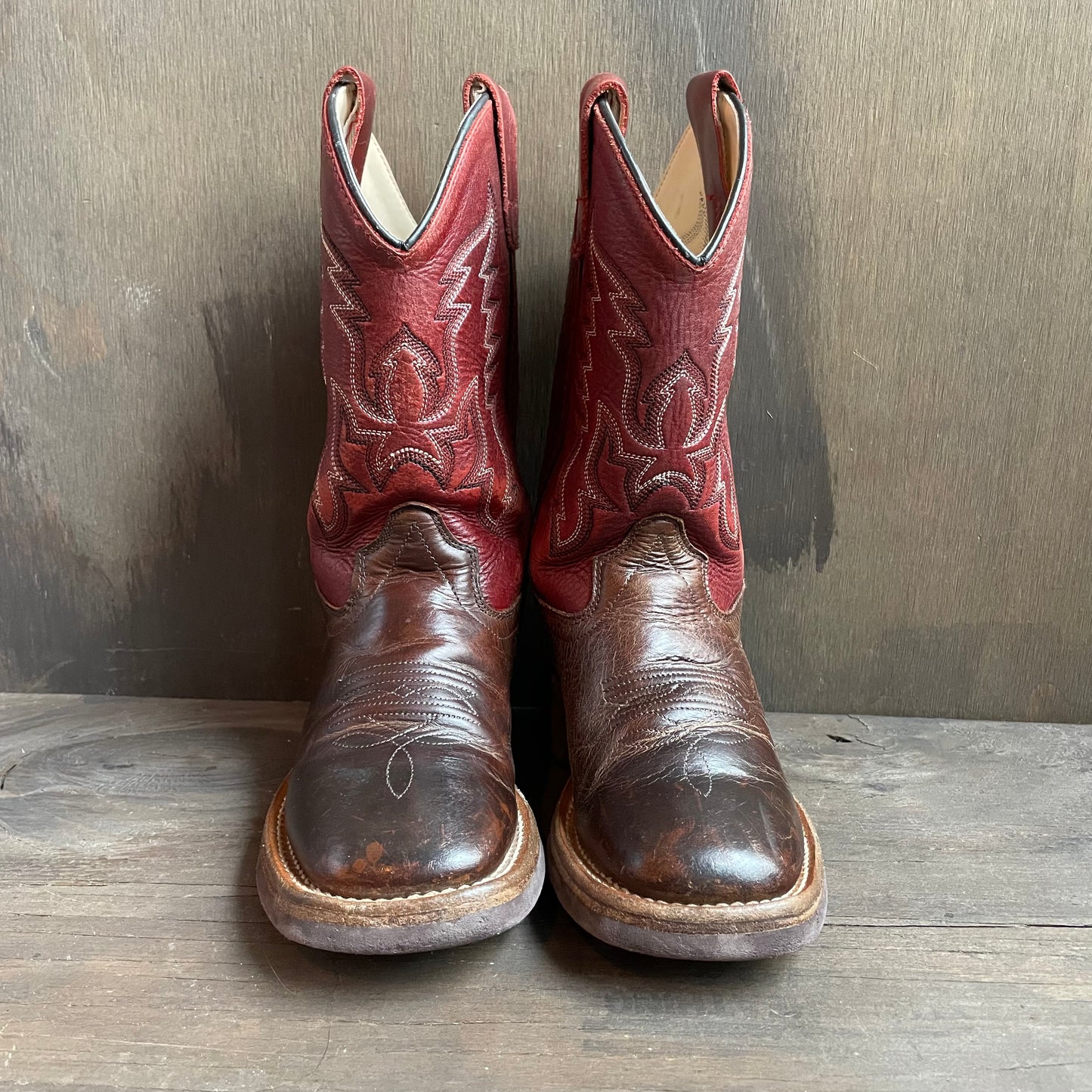 Kids Old West Red and Brown Boots