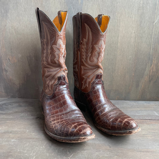 Custom Brown Crocodile Boots