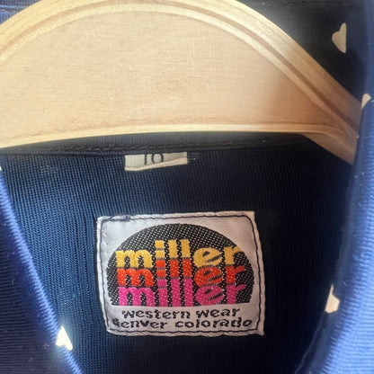 Vintage Miller Western Wear Blue Pearl Snap with Hearts
