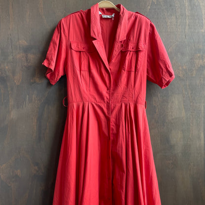 Vintage Red Collared Shirt Dress