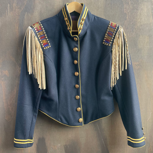 Double D Ranch Wear Navy Wool Fringe Jacket