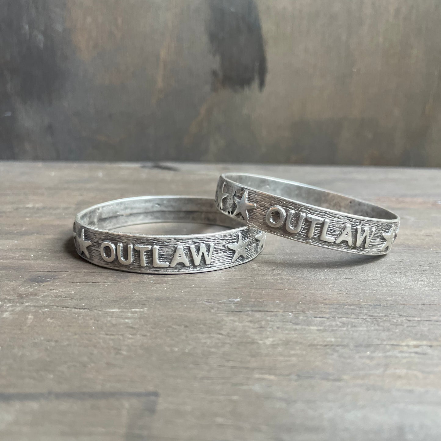 “Outlaw” Wordy Silver Bangle