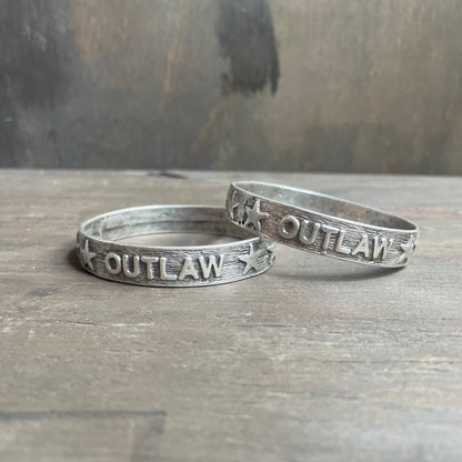 “Outlaw” Wordy Silver Bangle
