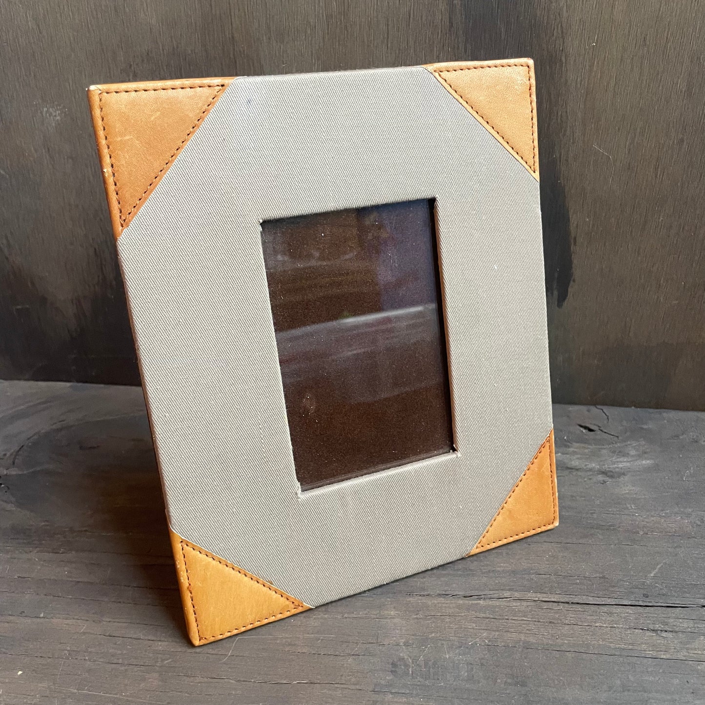 Vintage Canvas and Leather Picture Frame