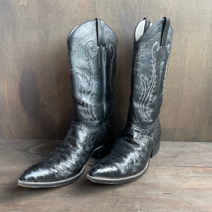 Custom Black Ostrich Leather Boots