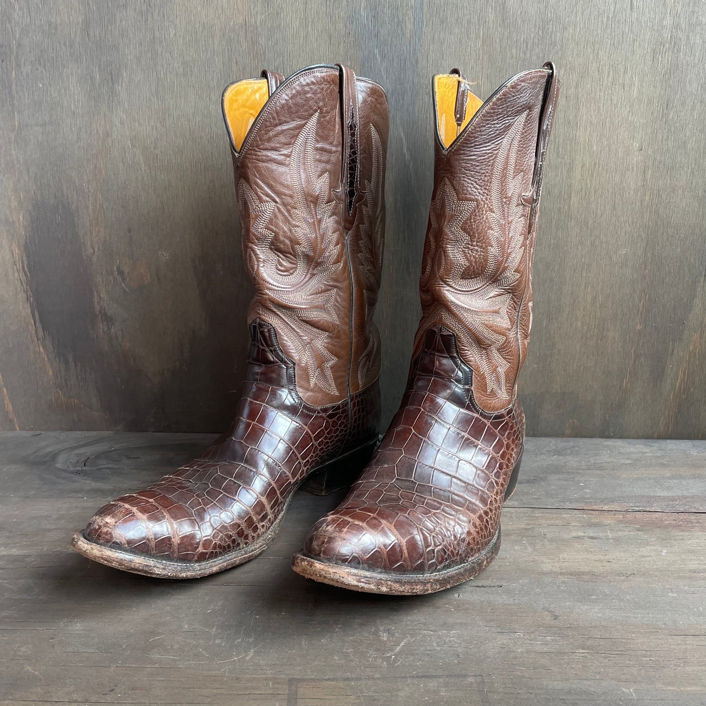 Custom Brown Crocodile Boots