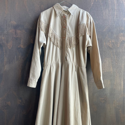 Vintage Khaki Western Fringe Dress