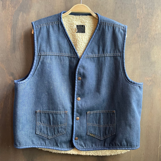 Vintage Denim Sherpa Lined Vest