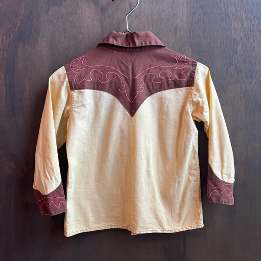 Vintage Light Yellow and Brown Kids Shirt