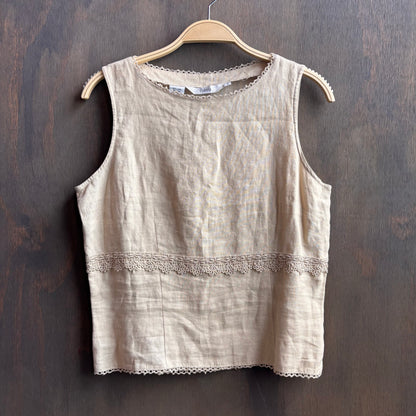Beige Sleeveless Linen Top