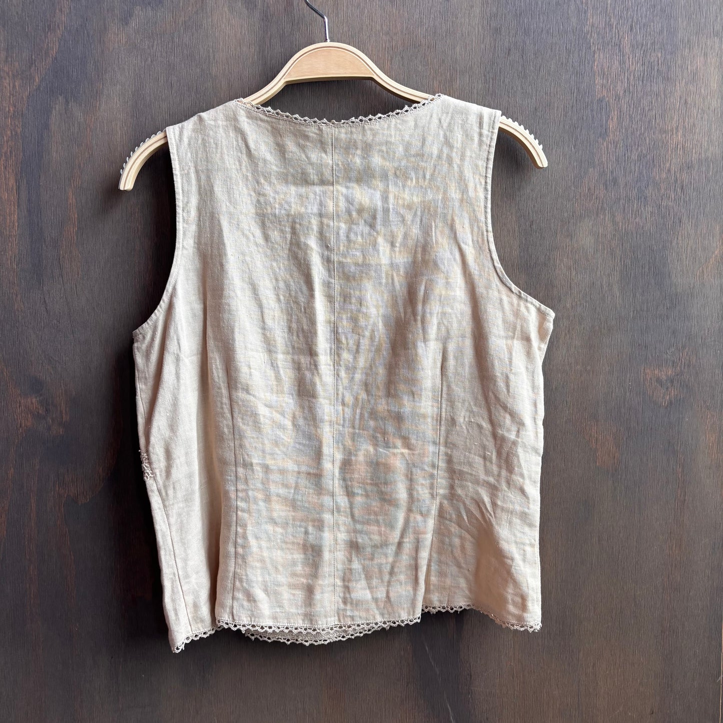 Beige Sleeveless Linen Top