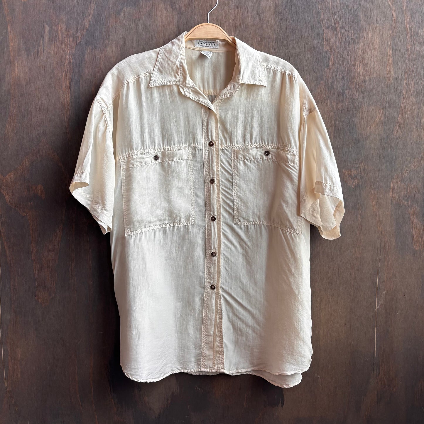 Vintage Cream Silk Button Up