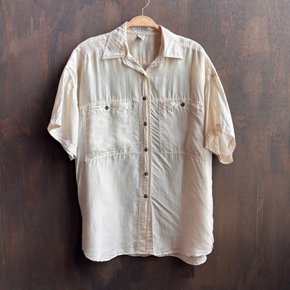 Vintage Cream Silk Button Up