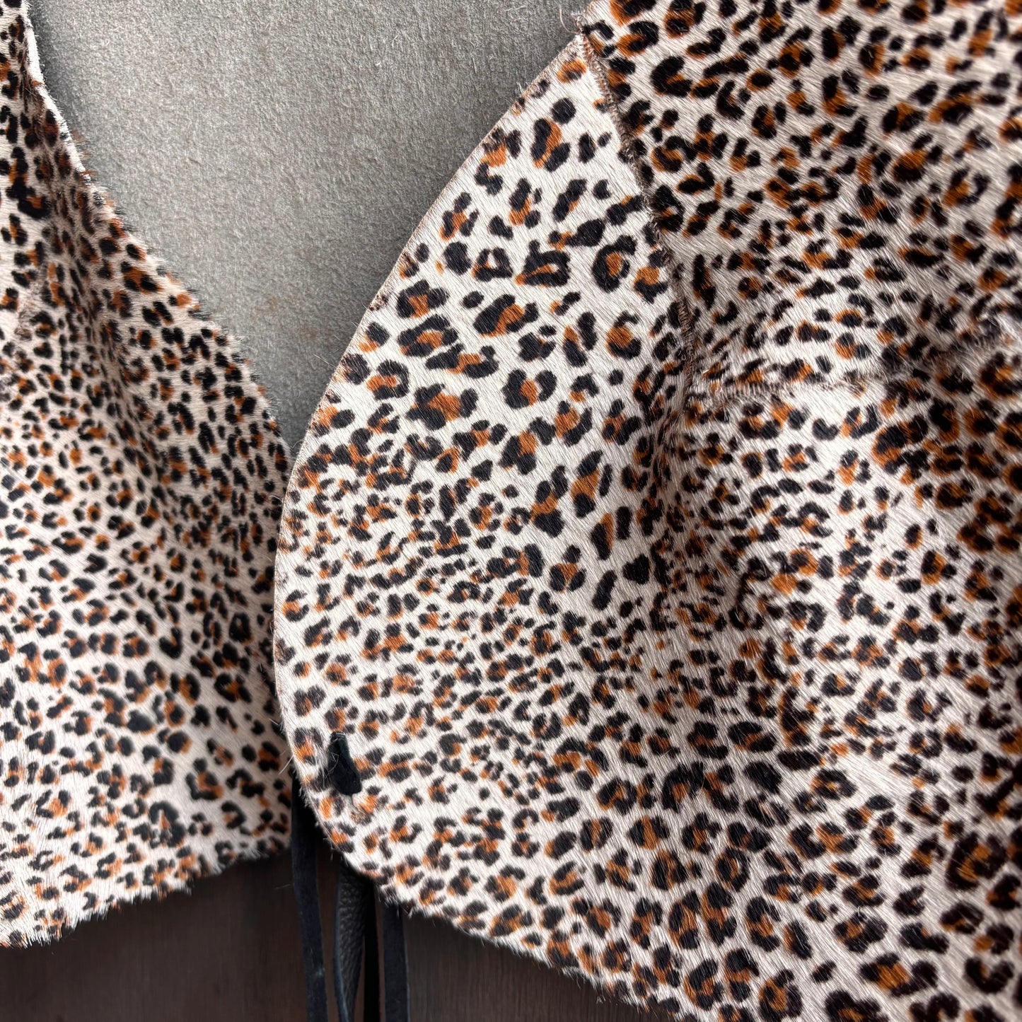 Kids Calf Hair Vest with Leopard Print