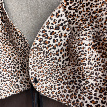 Kids Calf Hair Vest with Leopard Print