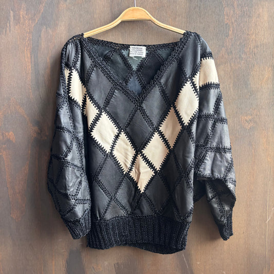 Vintage Patchwork Leather Top