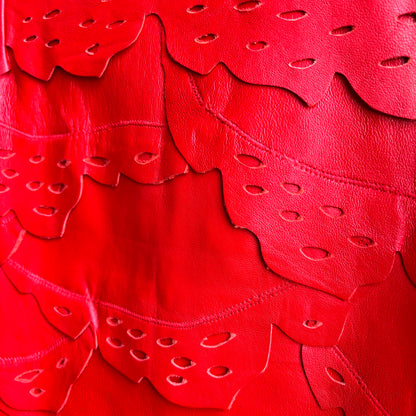 Red Tiered Leather Skirt