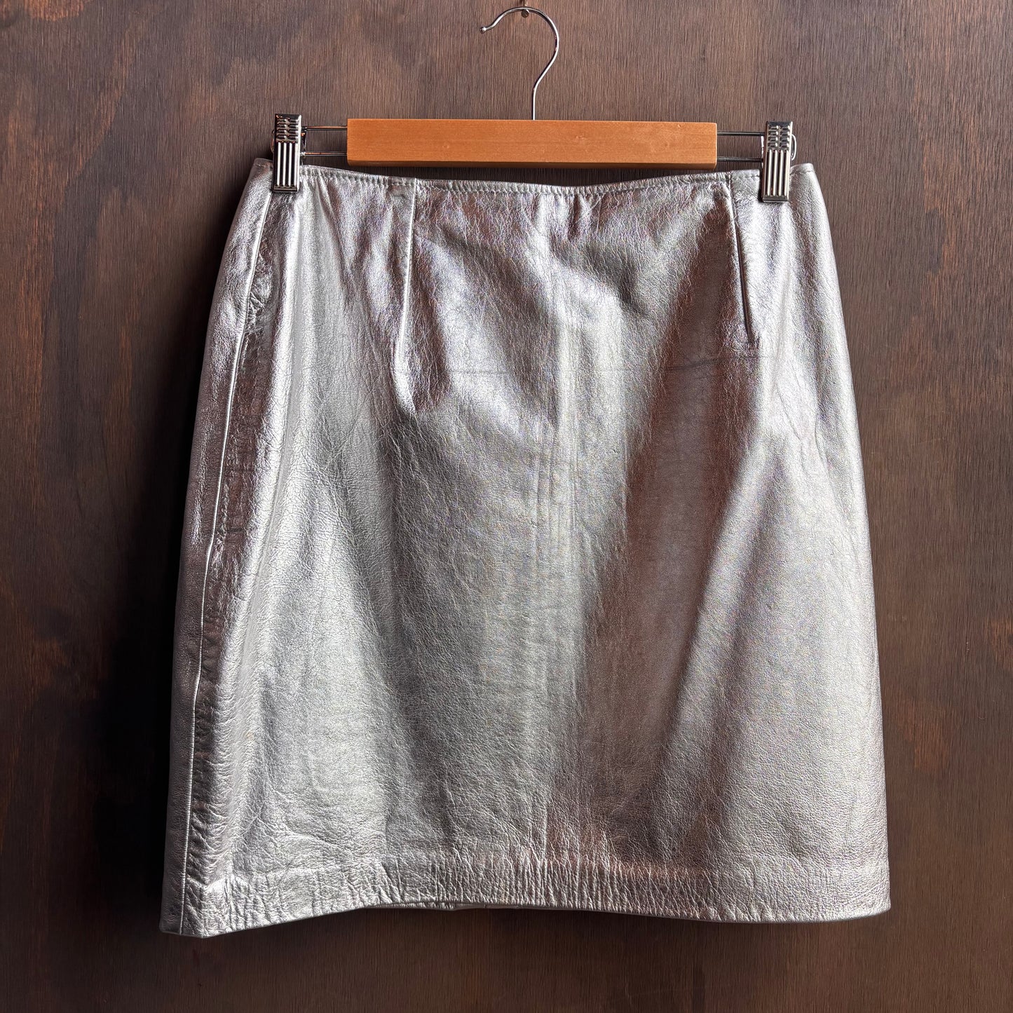 Silver Leather Skirt