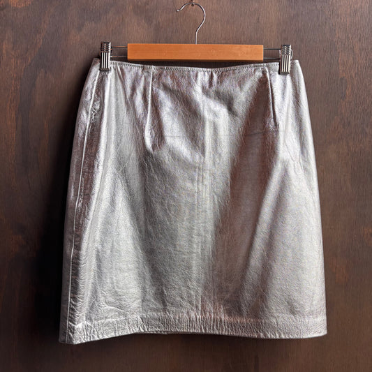 Silver Leather Skirt