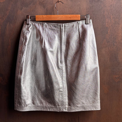 Silver Leather Skirt