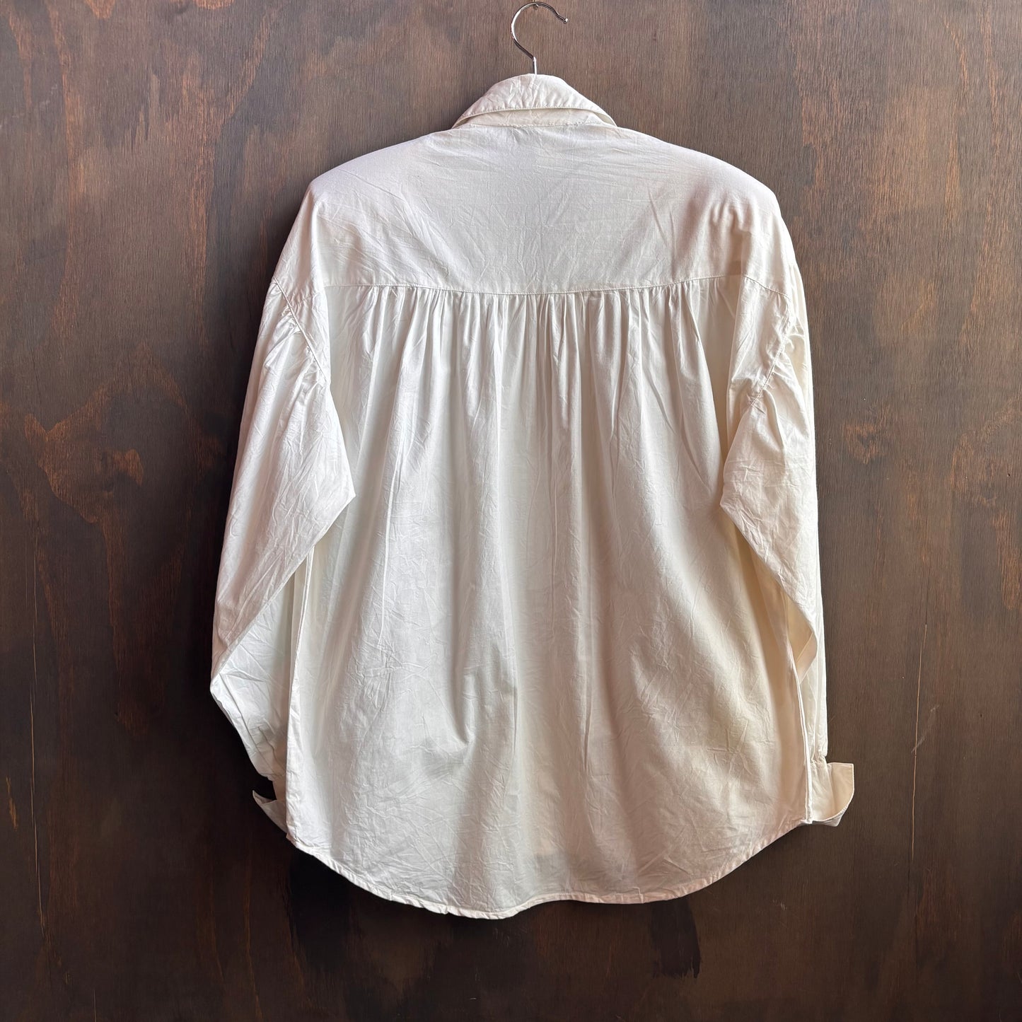 White Denim Shirt and Leather Skirt Set