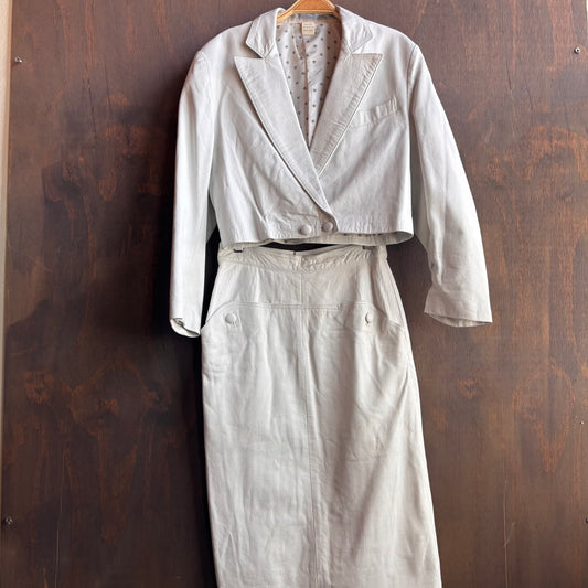 Vintage White Italian Leather Set