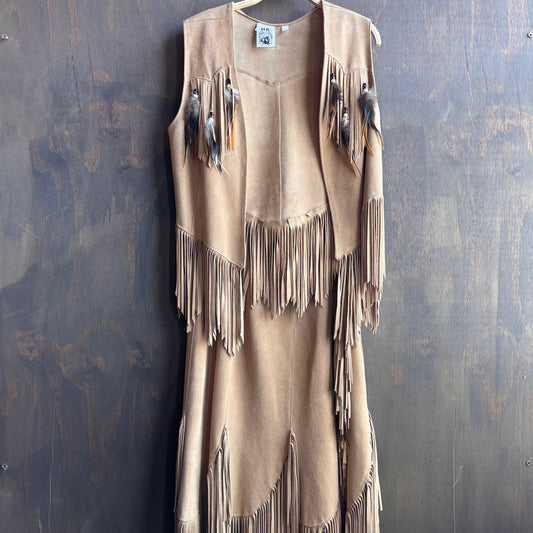 Vintage Indigenous Made Beige Leather Set