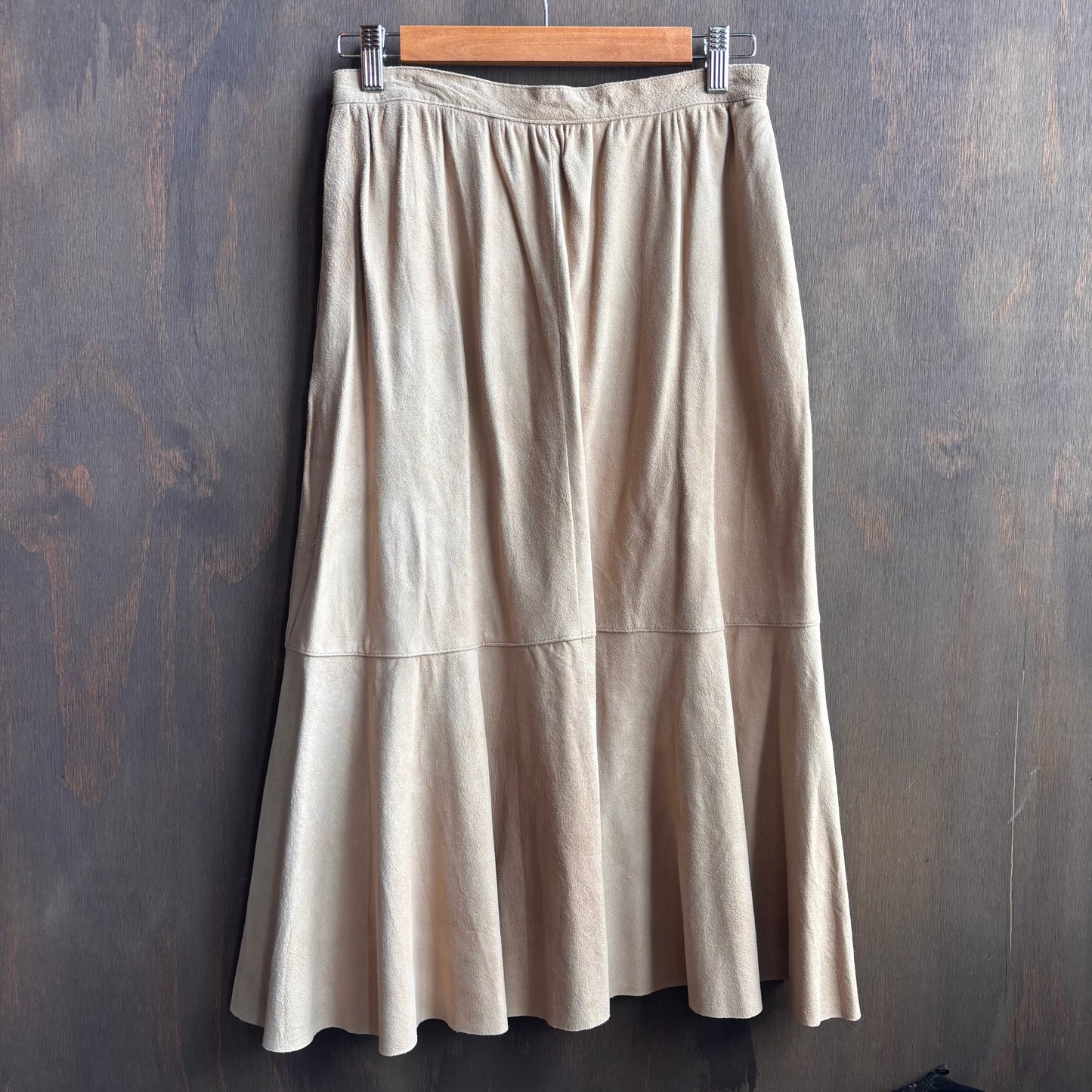 Vintage Beige Leather Skirt