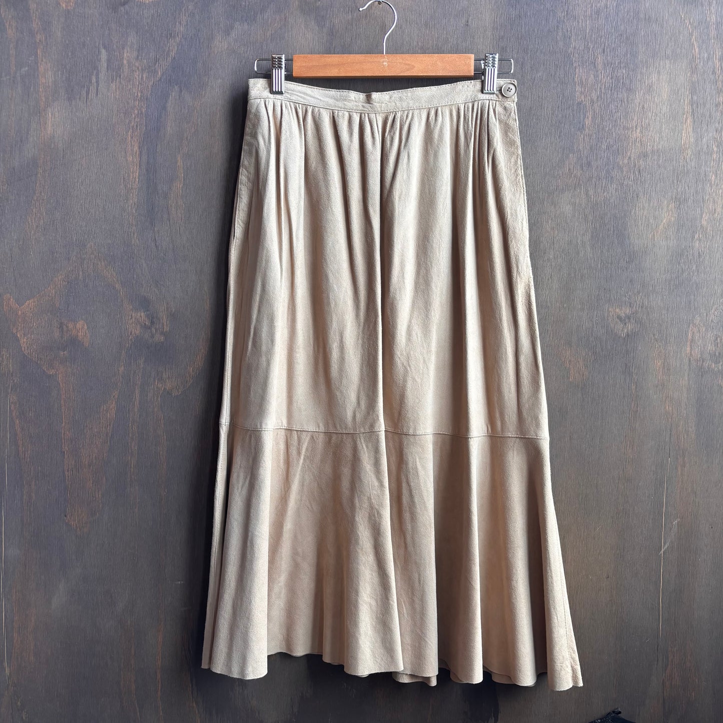 Vintage Beige Leather Skirt