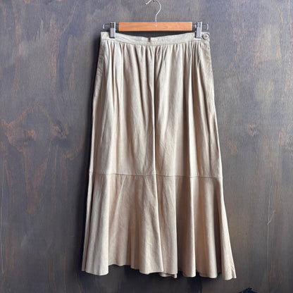 Vintage Beige Leather Skirt
