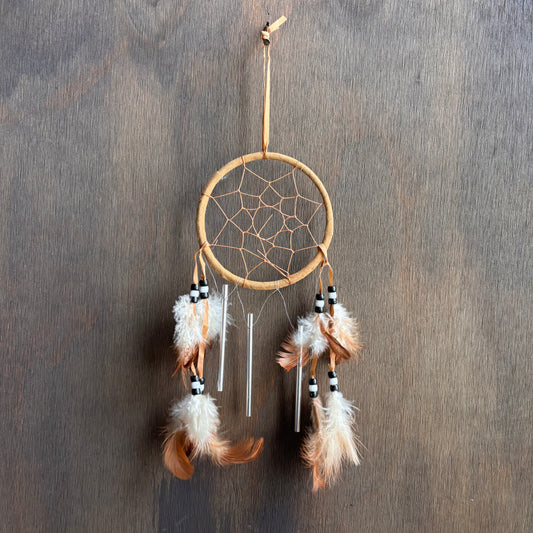 Tan 4" Dreamcatcher with Metal Chimes