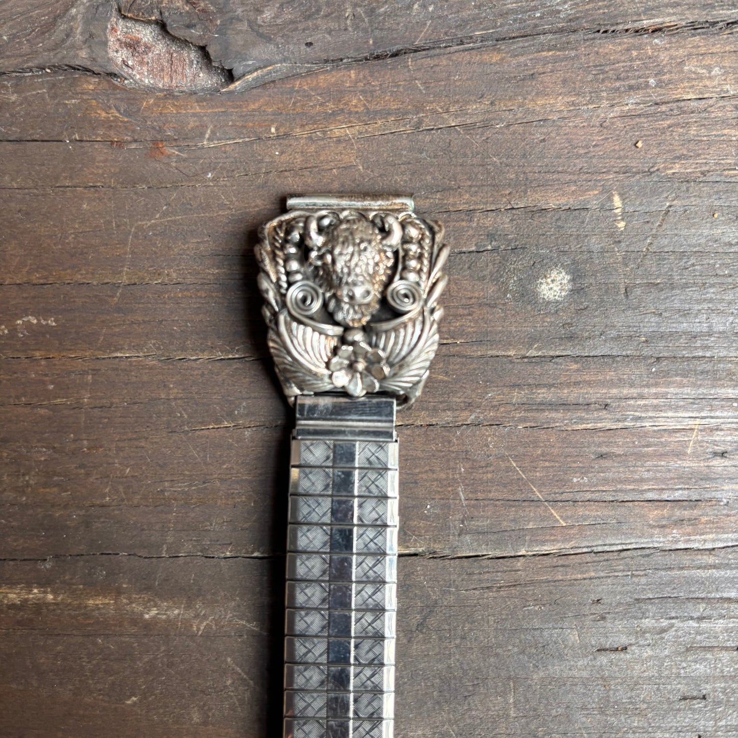 Silver Buffalo Head Watch Strap