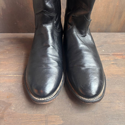 Justin Black Leather Roper Boots