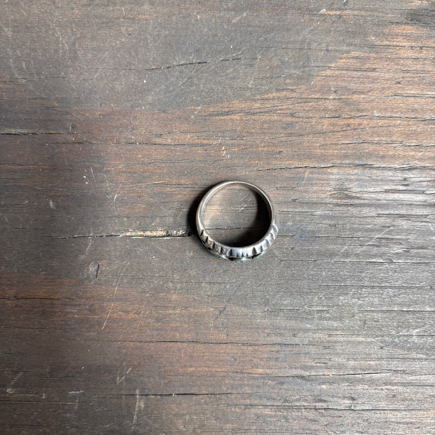 Silver and Turquoise Chip Ring