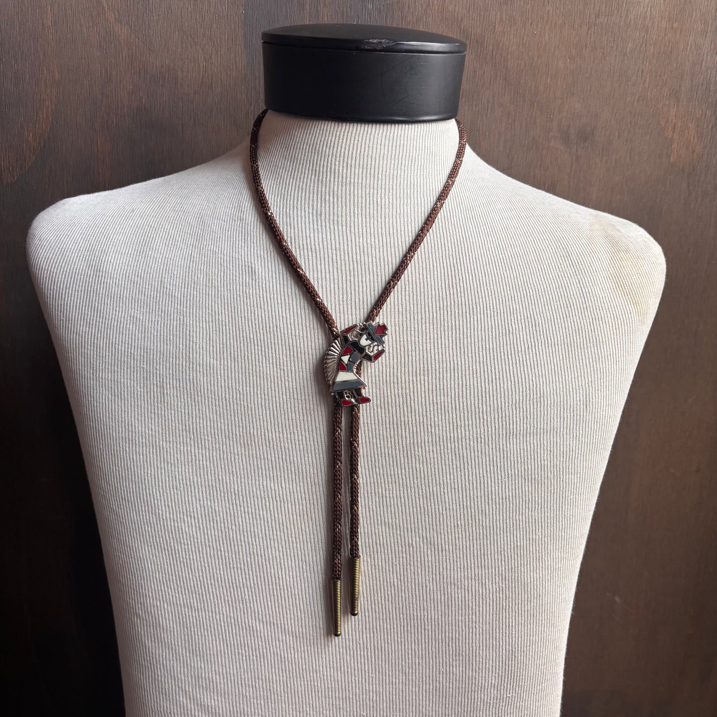 Rainbow Kachina Dancer Bolo on Brown Tie
