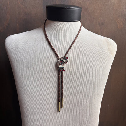Rainbow Kachina Dancer Bolo on Brown Tie
