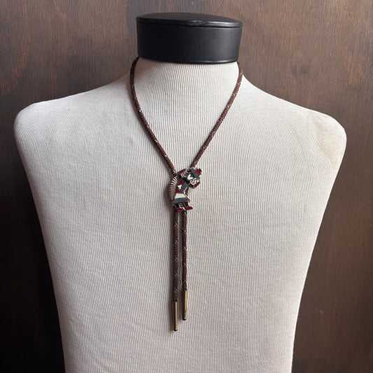 Rainbow Kachina Dancer Bolo on Brown Tie